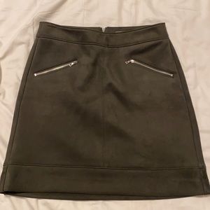 LOFT green suede style mini skirt